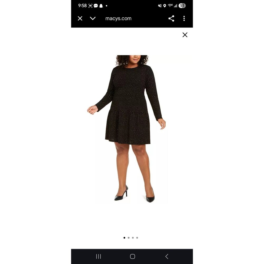 Michael Kors Womens Embellished Drop-Waist Dress Black Gold Sparkles NWT New - Picture 11 of 13
